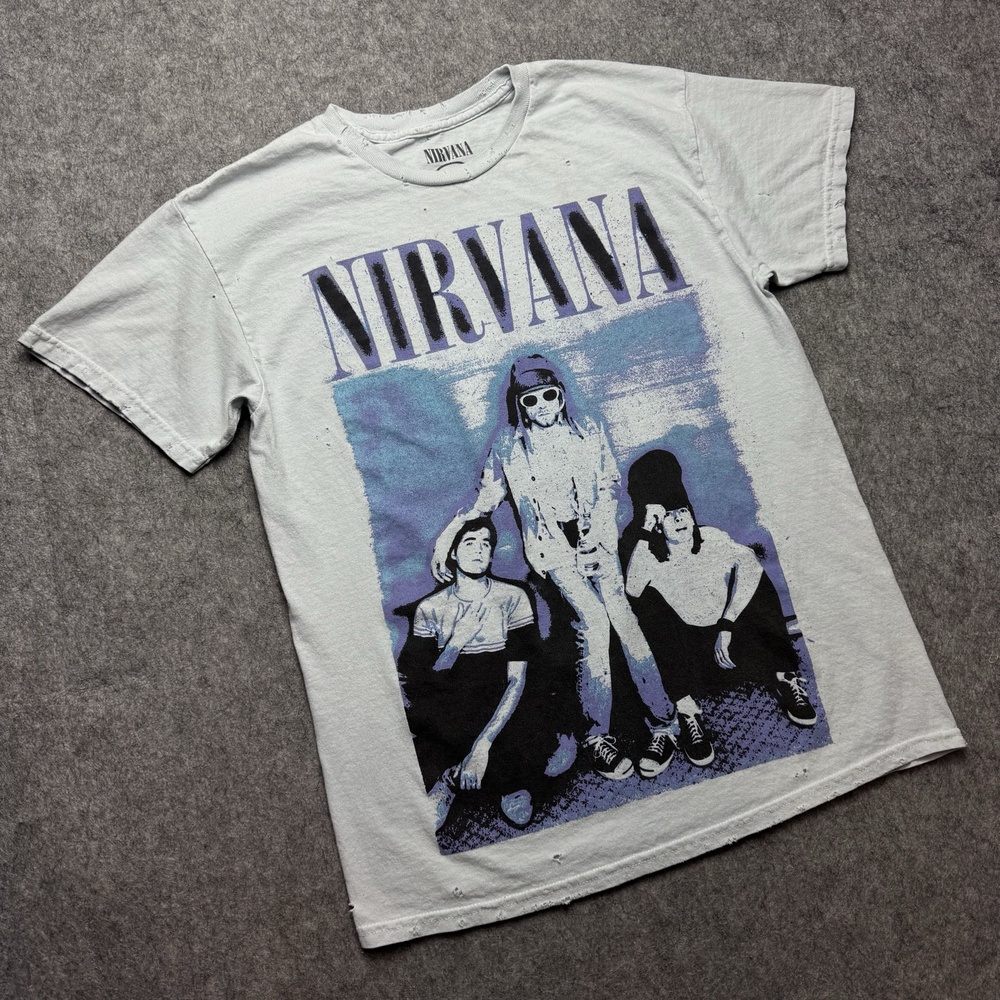 Nirvana Bleach Professionally Distressed T-Shirt Mens Small Band Grunge Tee